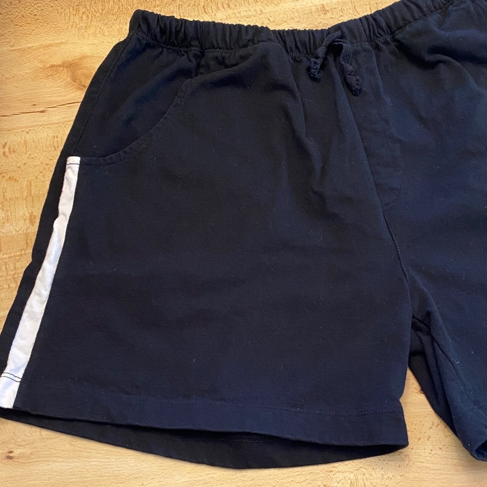 Black Reebok Shorts with White Stripe, Size Medium